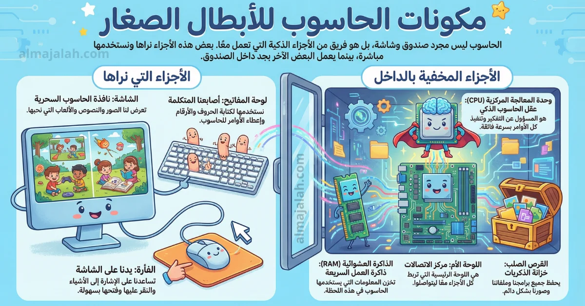 مكونات الحاسوب بالصور للأطفال.