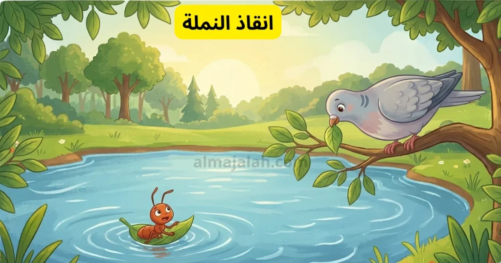 قصة الحمامة والنملة مكتوبة انقاذ النملة 1