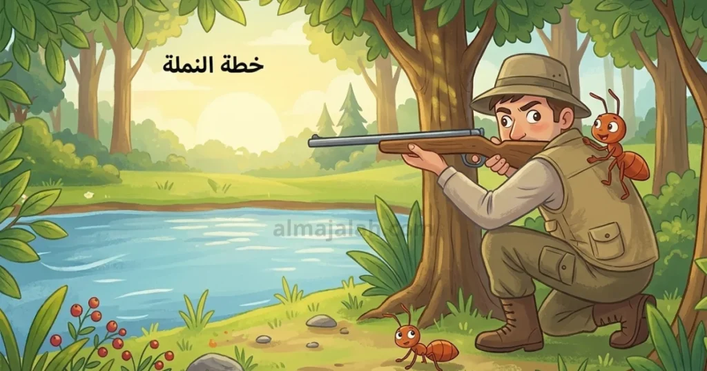 قصة الحمامة والنملة مكتوبة خطة النملة