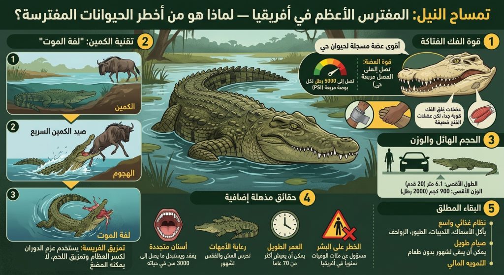 لماذا تمساح النيل من أخطر الحيوانات المفترسة؟ حقائق مذهلة عن حياته وقوته الفتاكة