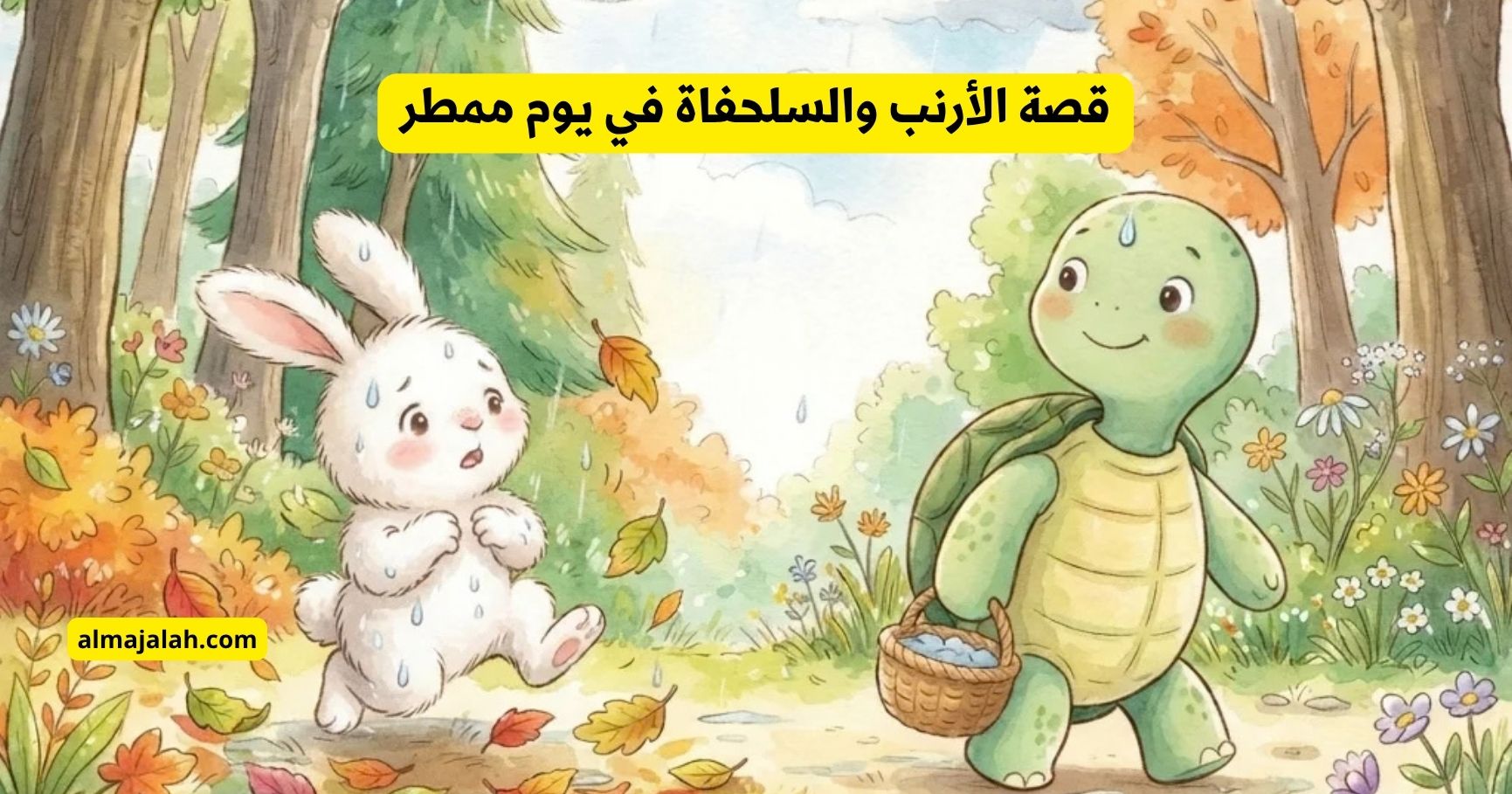 قصة الأرنب والسلحفاة في يوم ممطر